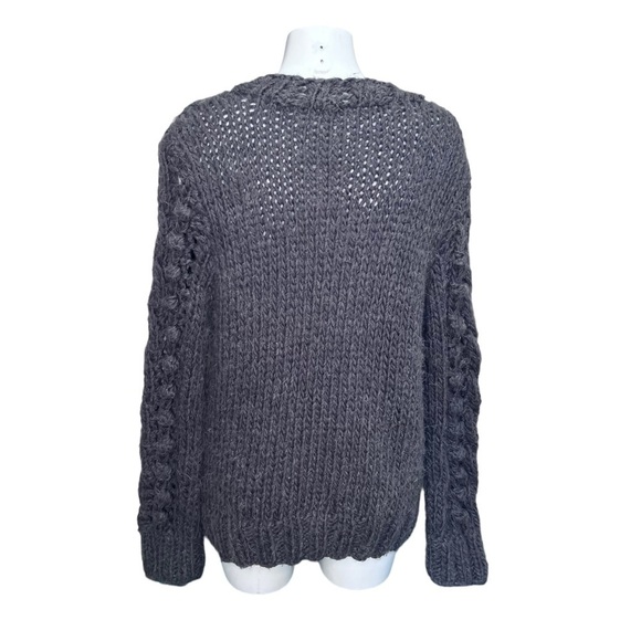 Carducci Grey Alpaca Wool Blend Crew Neck Size XL Open Knit Neutral - Picture 4 of 10
